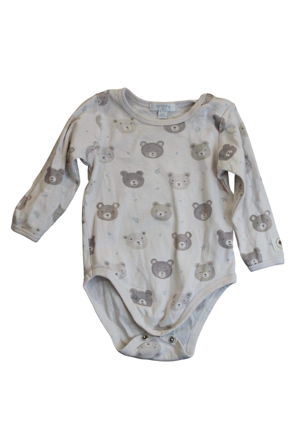 Purebaby Long-sleeve Bodysuit, 0