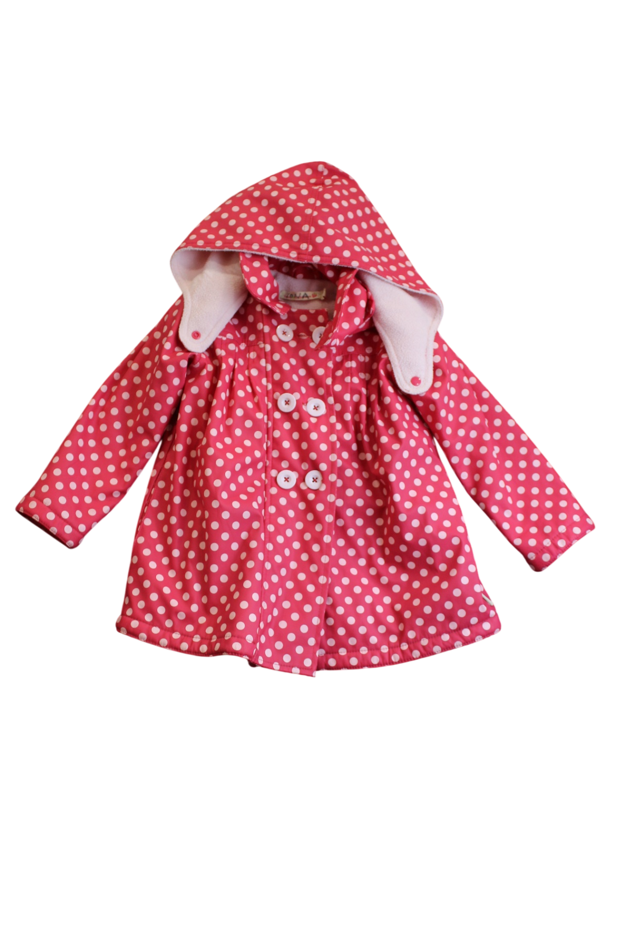 Beauty and The Bib Raincoat, Pink/Pale Pink Polka Dots, 3-4