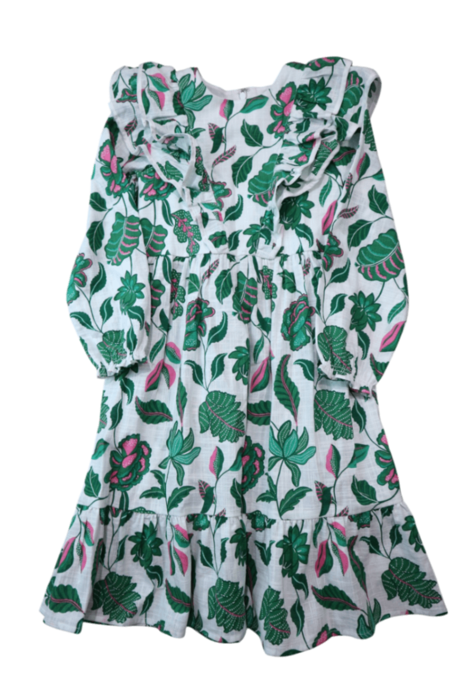 Country Road Dress, White, Green, Pink, 5