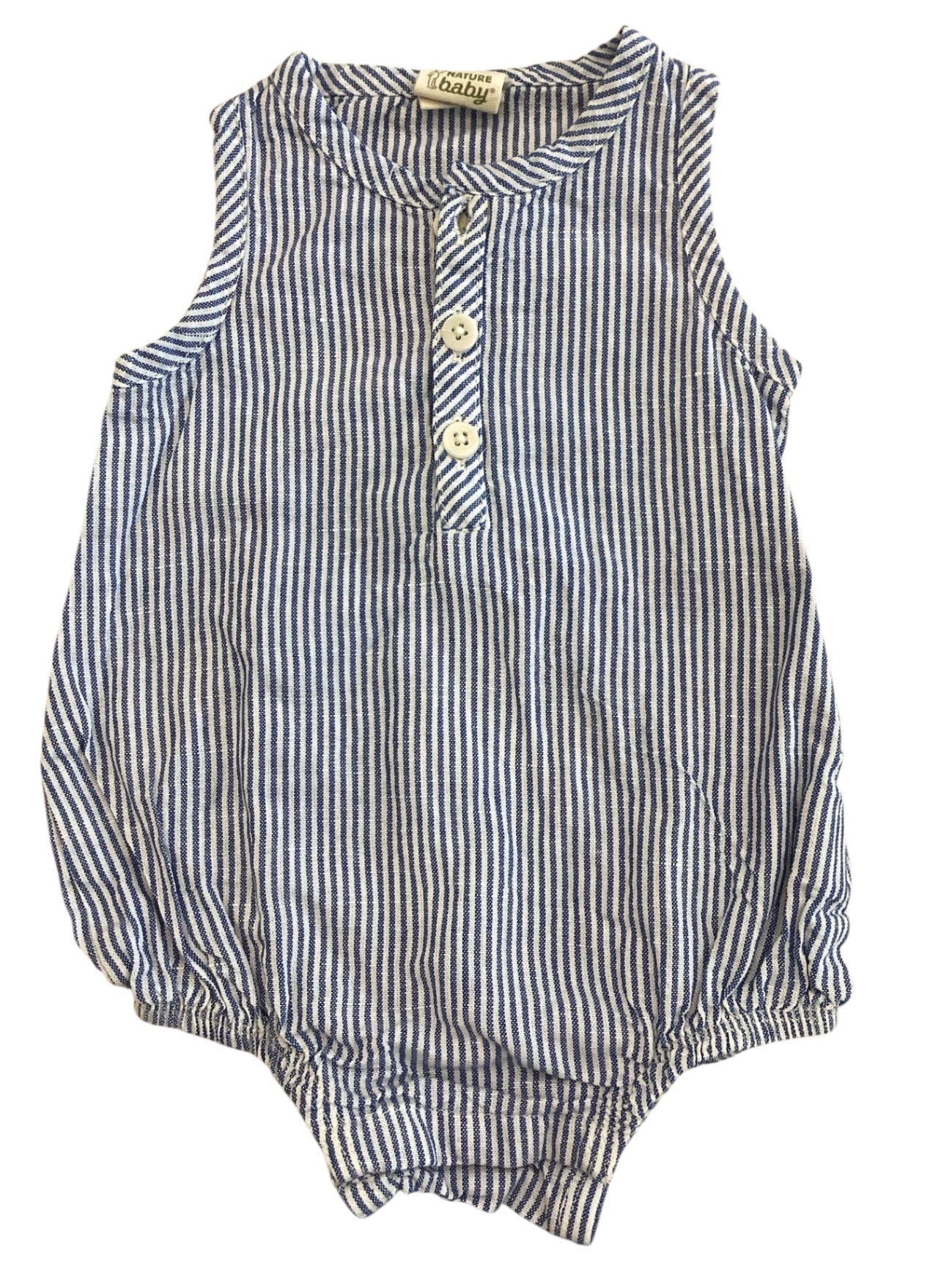 Nature Baby Romper, Blue and White, 000
