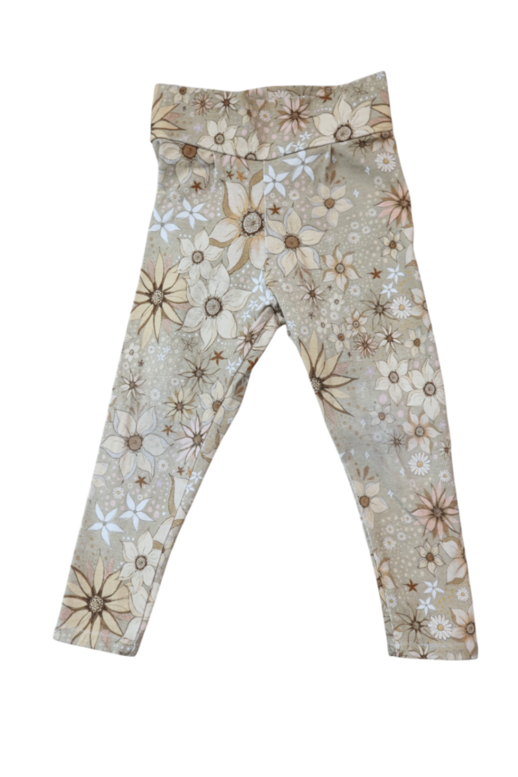 Holly Jackson Pants, Beige with floral pattern in white, brown, and light pink, 3