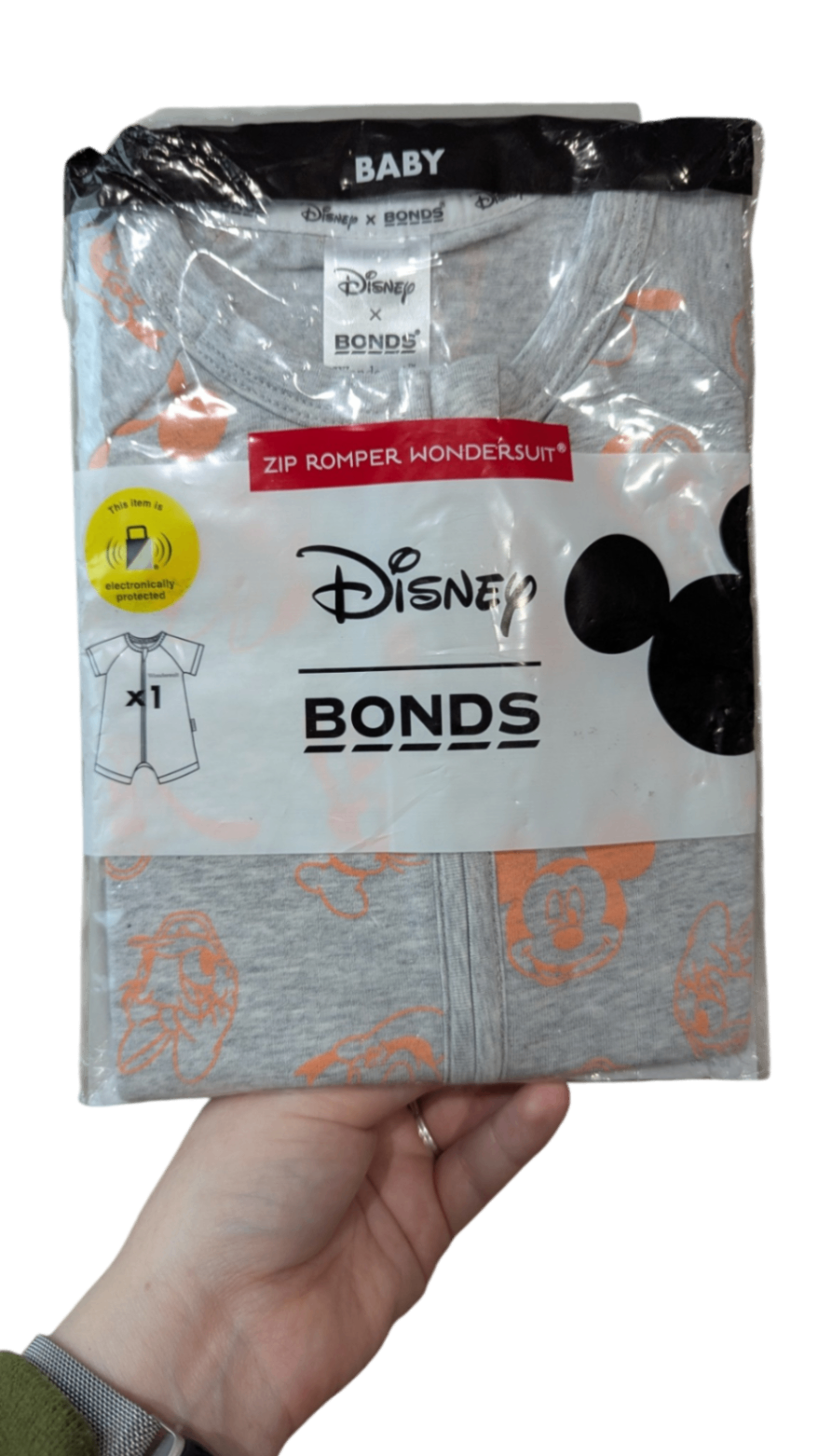 Bonds Jumpsuit, Grey with orange accents, 2