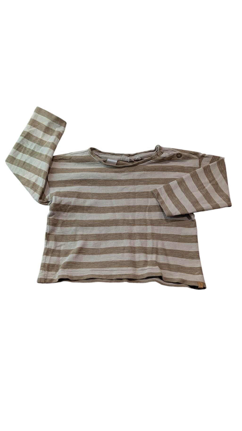Lil' Atelier Long-Sleeve T-Shirt, beige stripe, 3-4