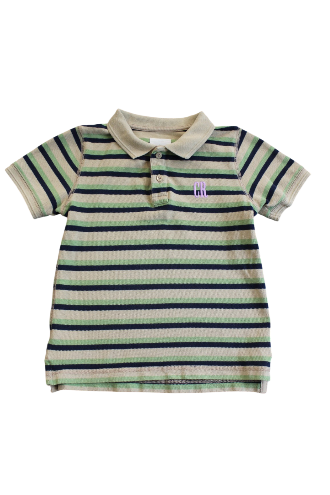 Country Road Polo Shirt, Beige, Navy, Green stripe, 5
