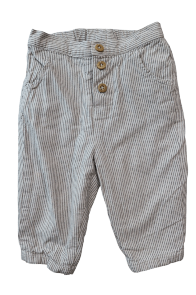 The Little White Company Pants, Beige with thin greystripes, 00