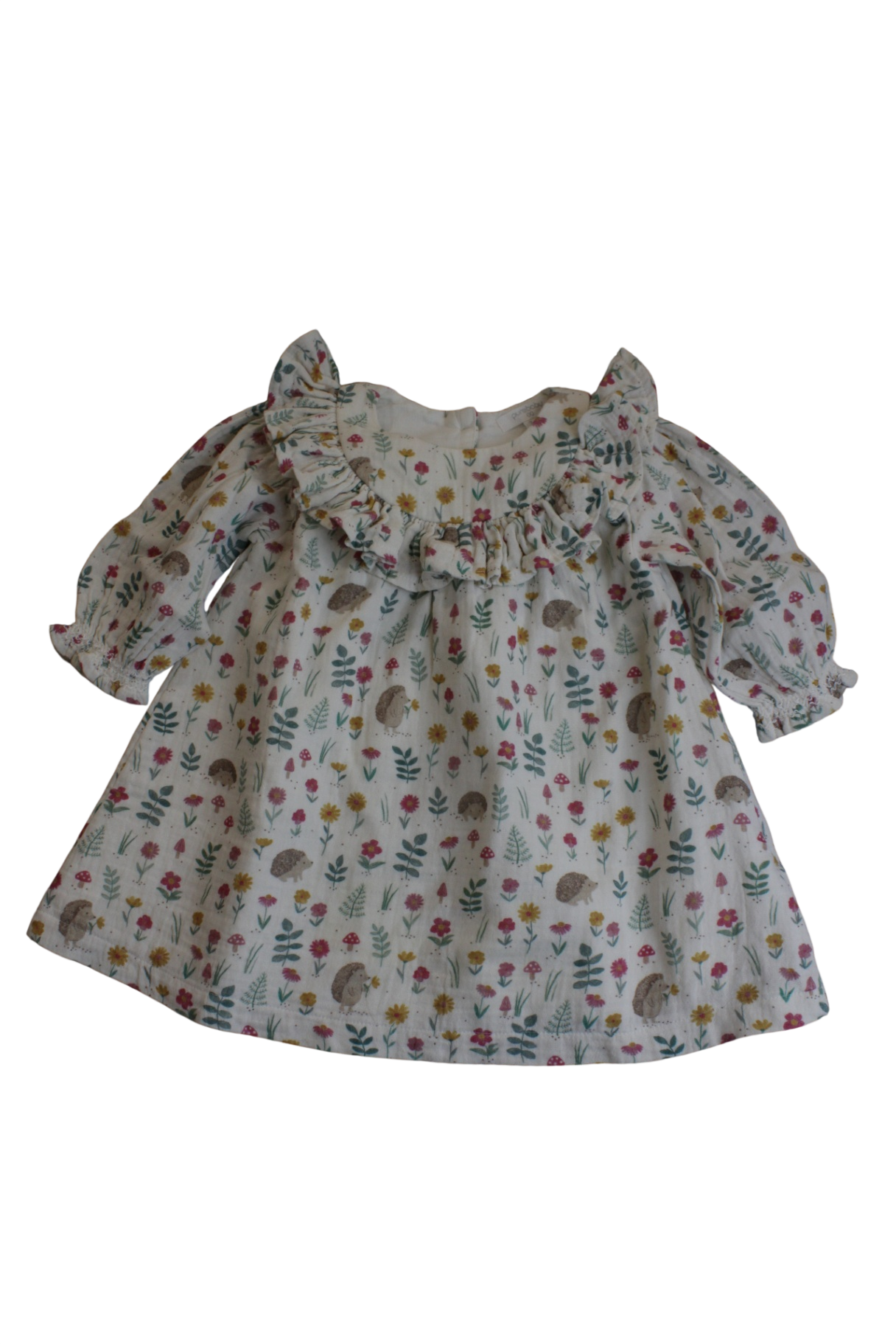 Purebaby Dress, Cream with florals, 00