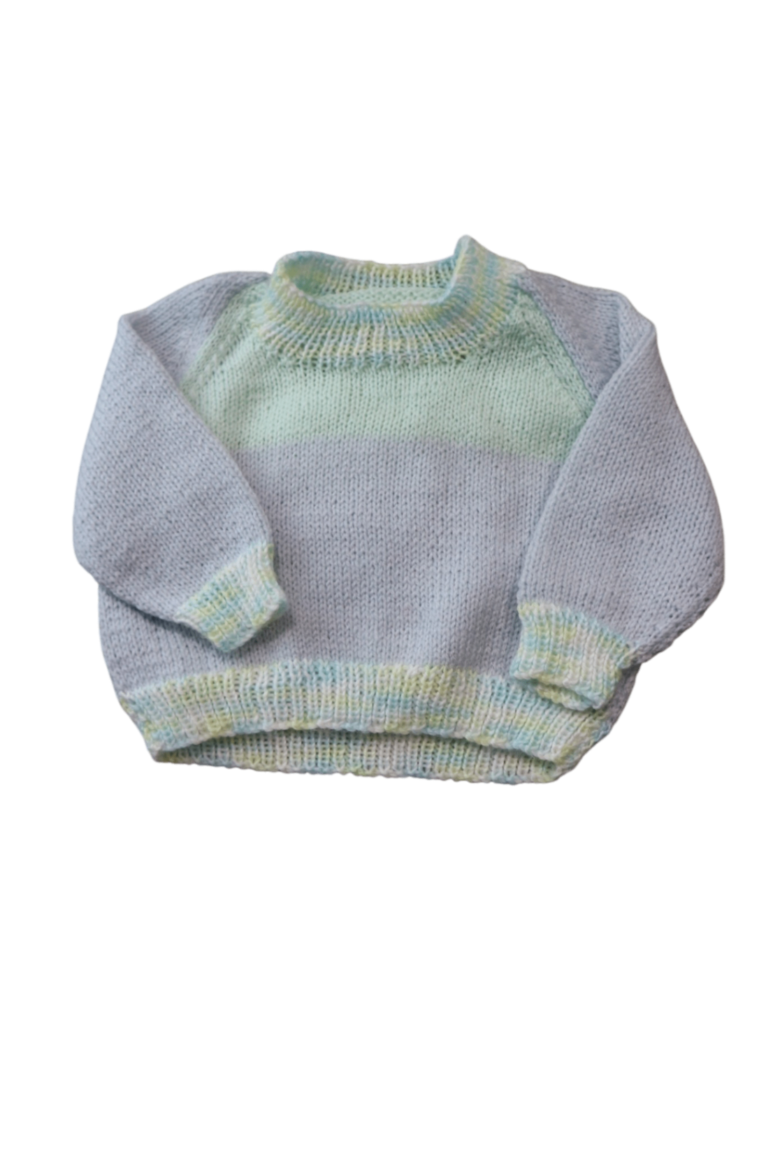 Handknit Jumper, Light Green/Blue, 000
