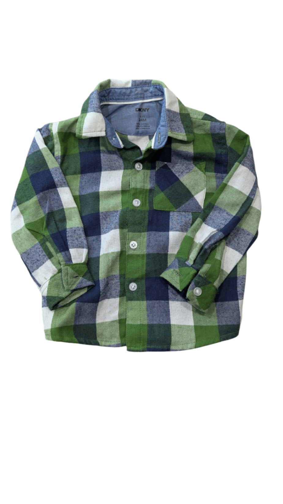 DKNY Shirt, Green, Blue, White, 2