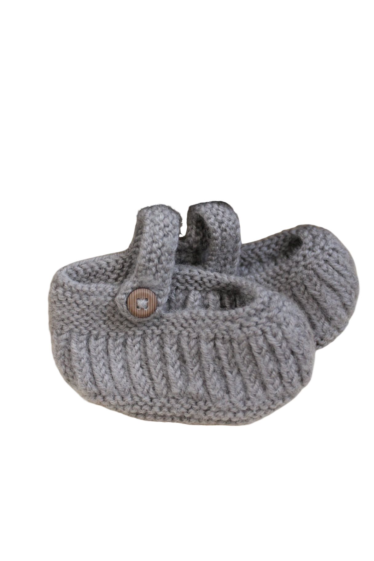 Handknit Booties, Grey-brown, 0000-000