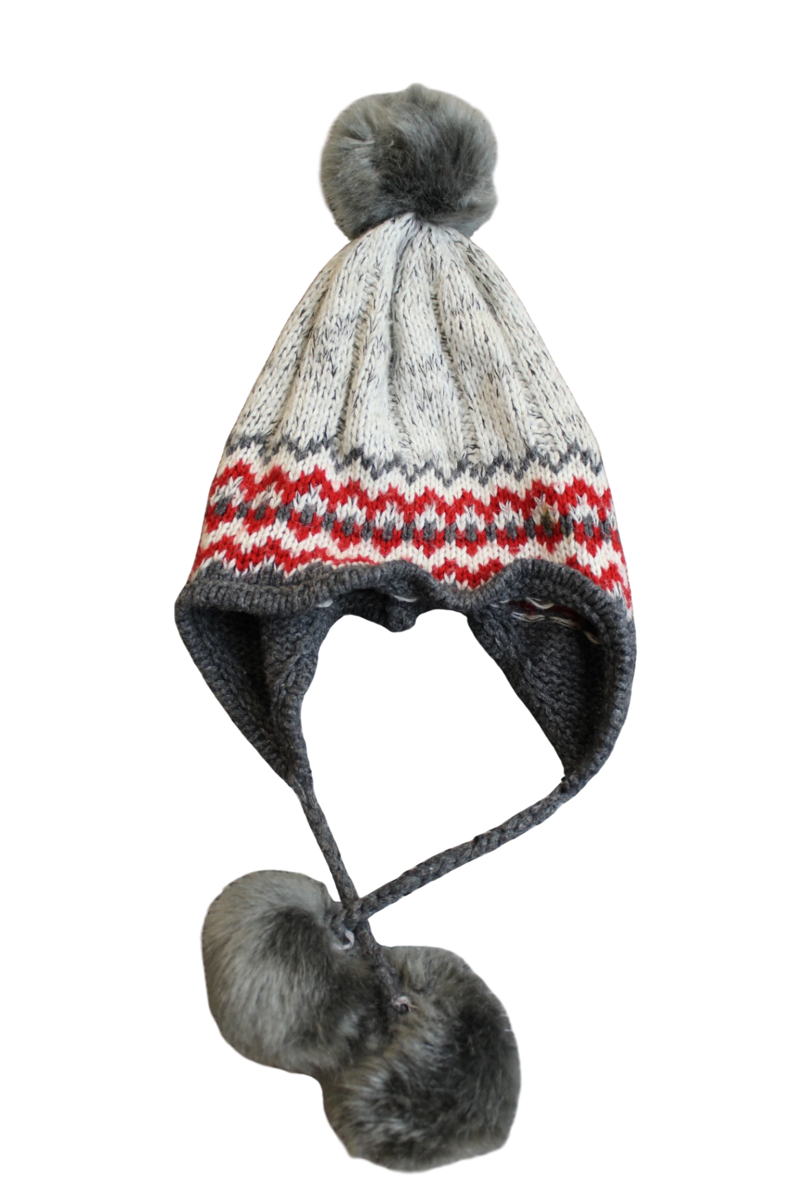Witchery Beanie, Grey, white, and red, OS