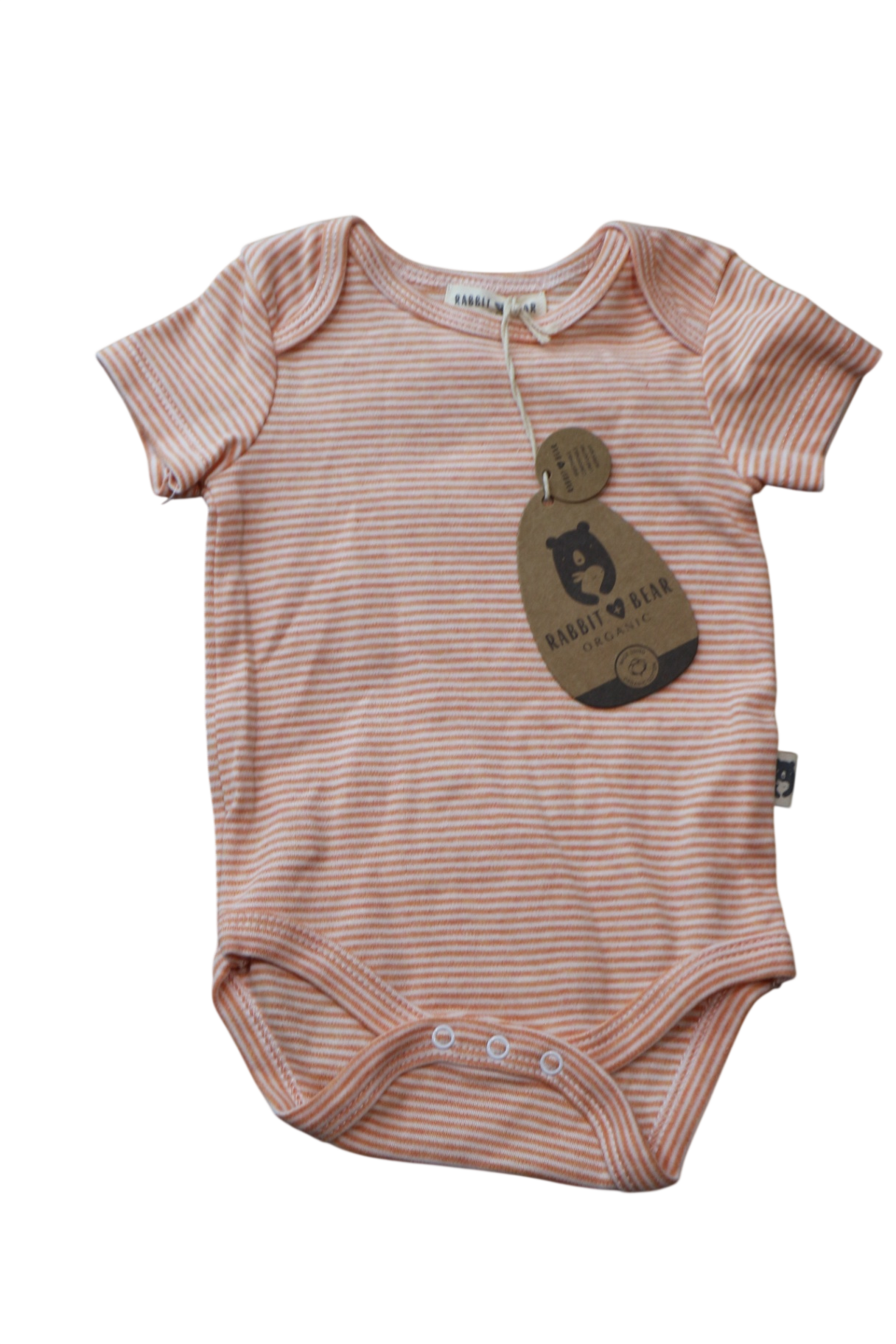 Rabbit & Bears Organic Bodysuit, Orange and white, 00