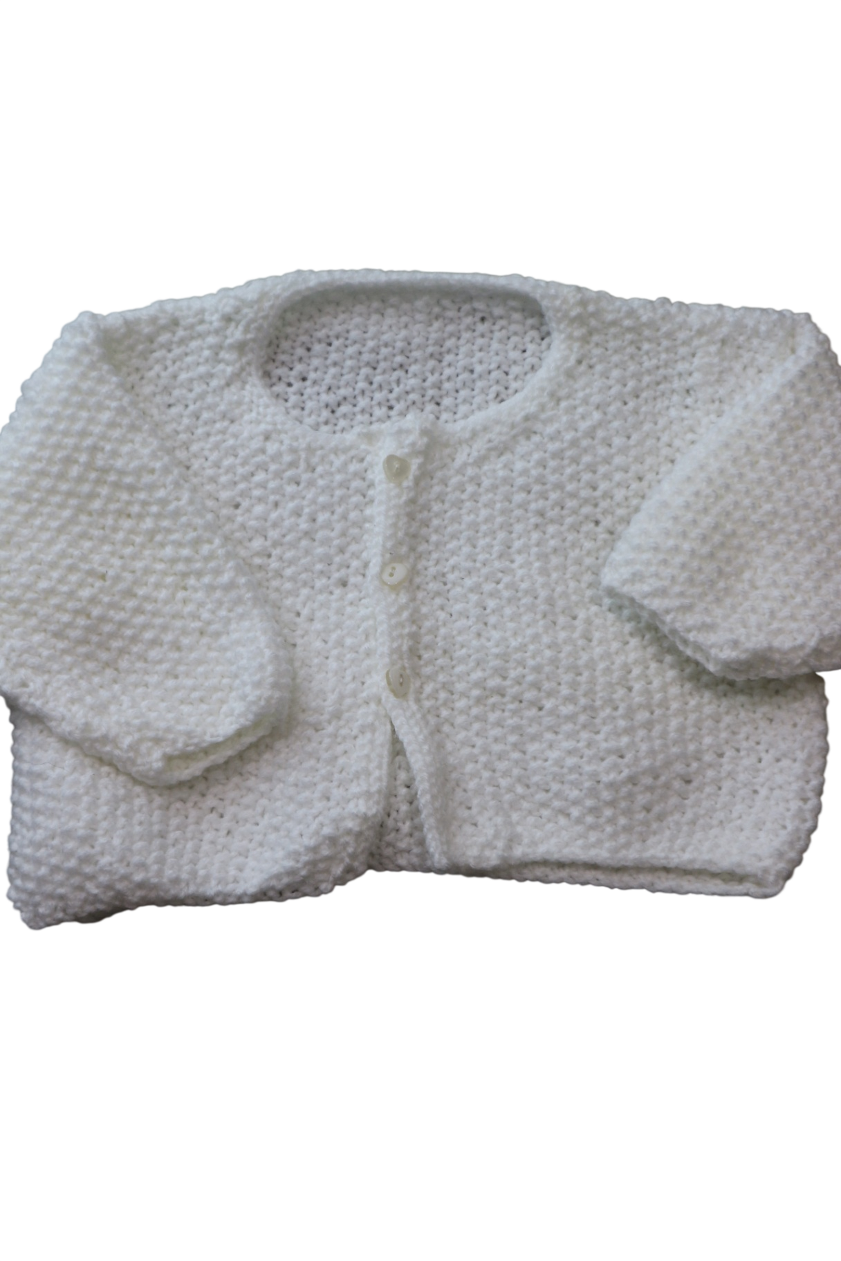 Handknit Cardigan, White, 000