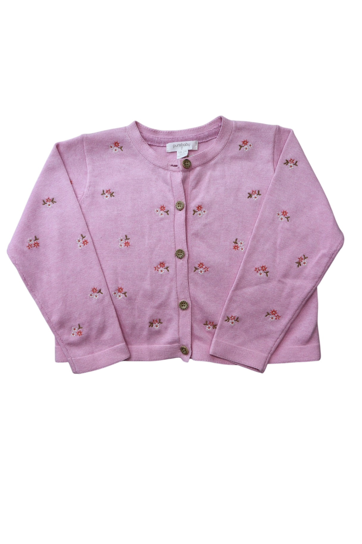 Purebaby Cardigan, Pink, 2