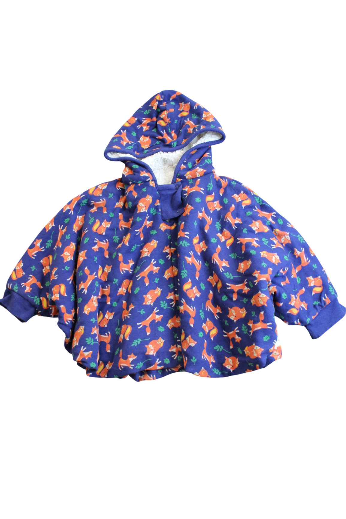 Piccalilly Poncho, Blue/fox print, 18m-3y