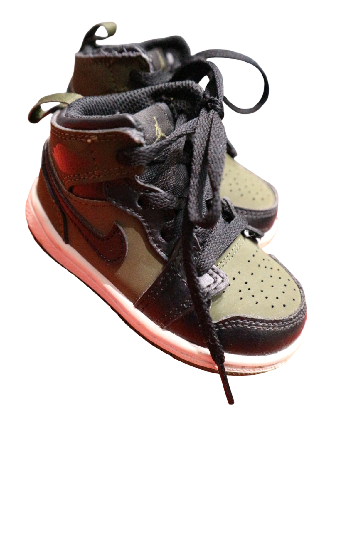 Nike Jordan Shoes, Black, olive green and red, US 5/EUR 21