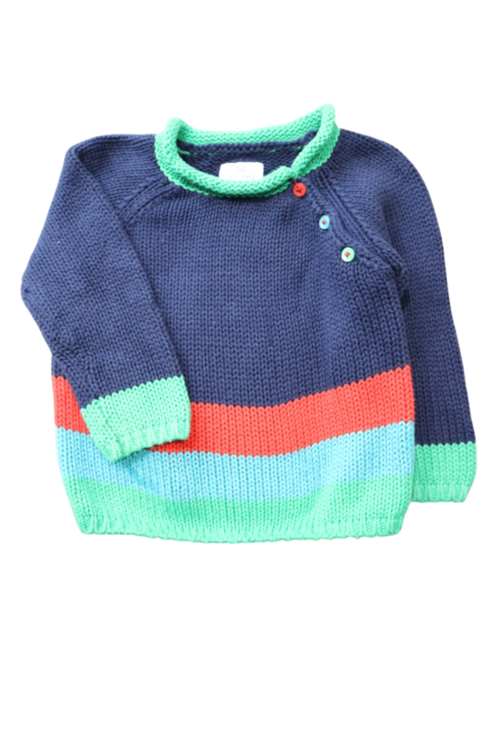 Next Jumper, Navy blue, mint green, coral red and light blue, 6-9M