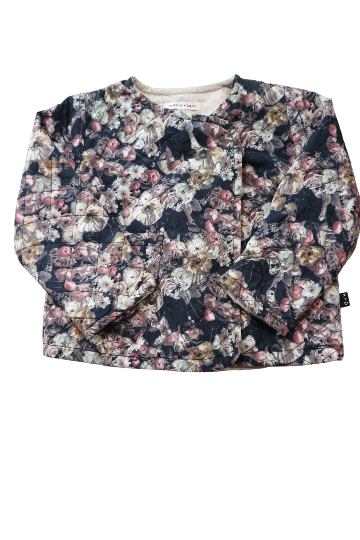 Hubble + Duke Jacket, Navy blue with multicolour floral print, 6