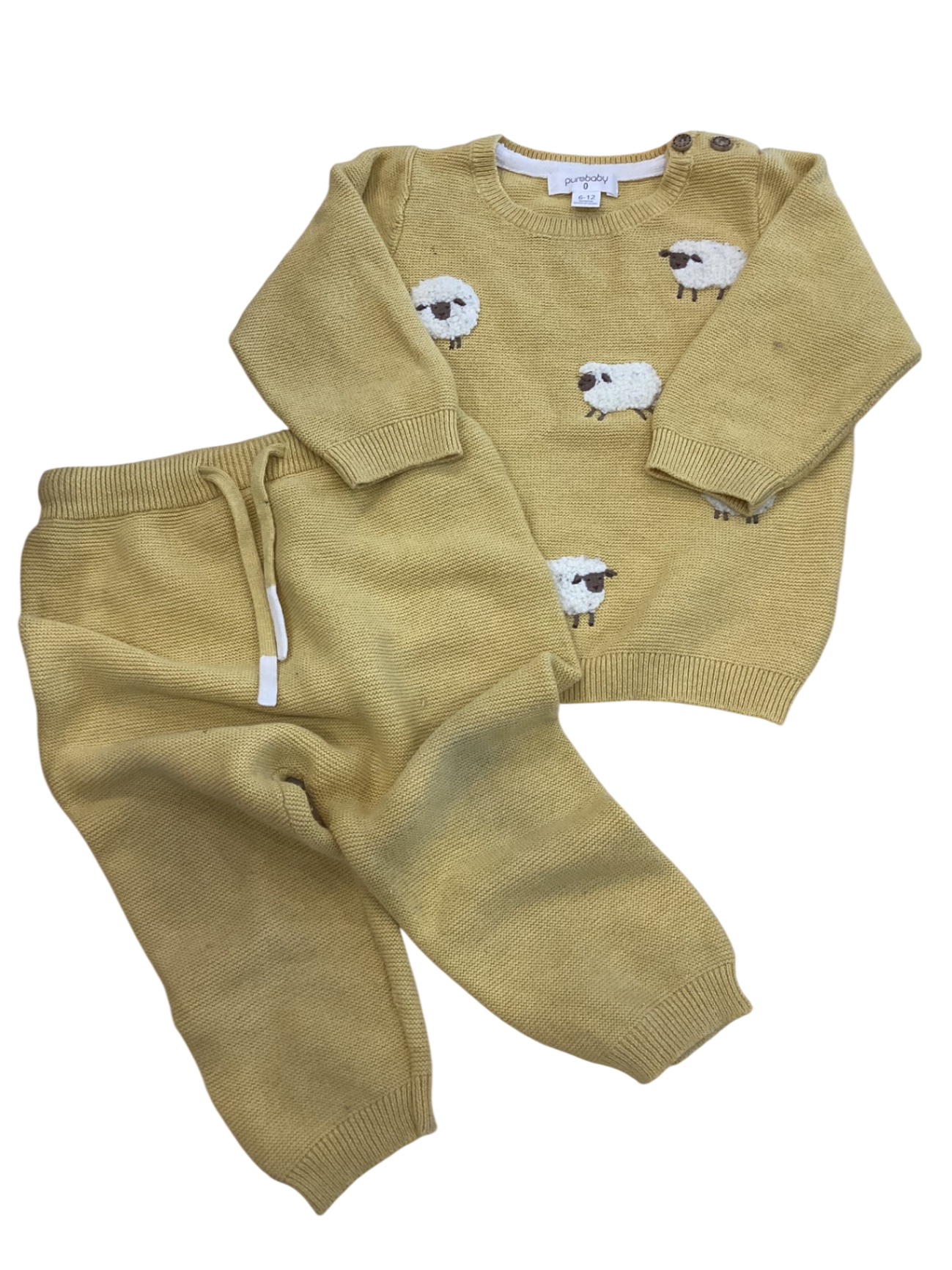 Purebaby Knitwear Set, Mustard yellow, 0
