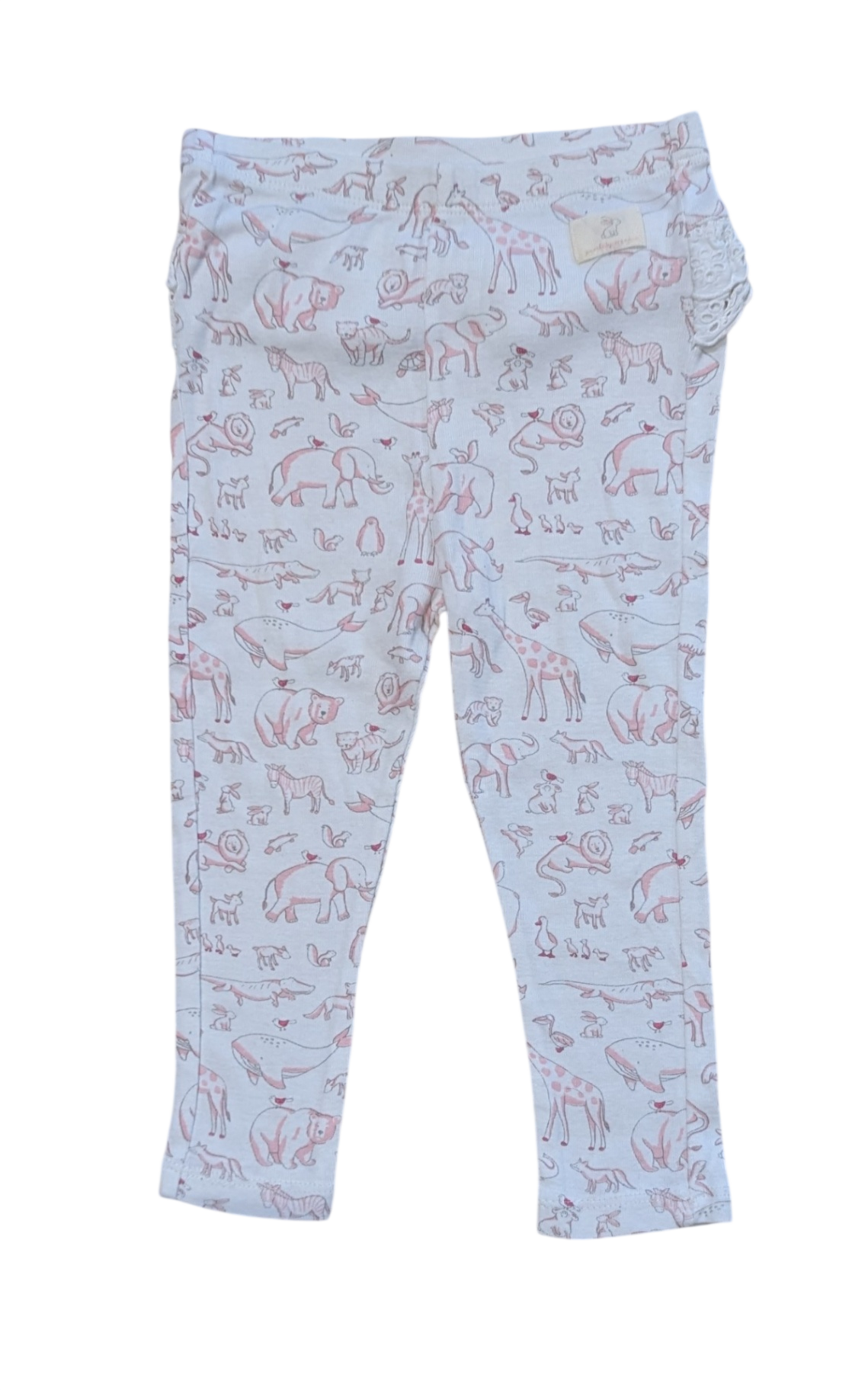 Purebaby Leggings, white animal print, 1