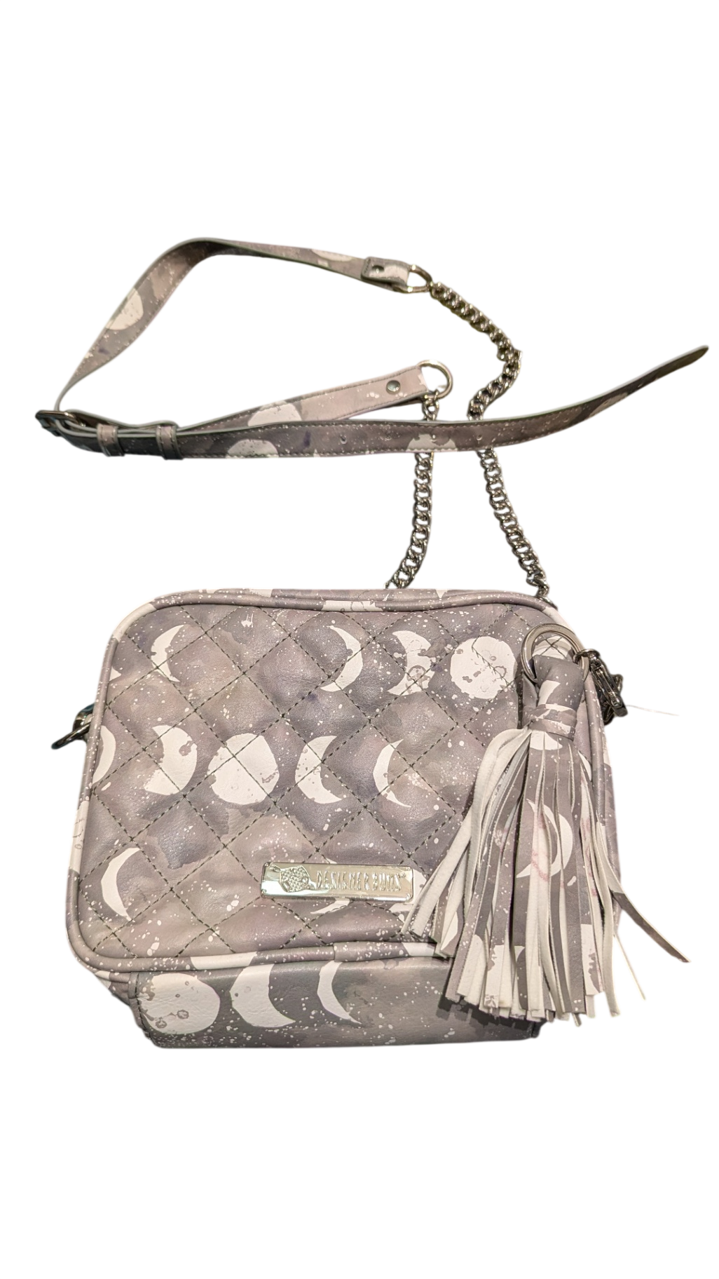 Designer Bums Crossbody Bag, Grey/Moon print,