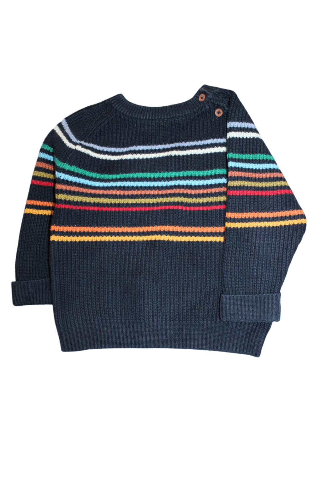 Unknown Jumper, Navy blue with multicoloured stripes, 2-3
