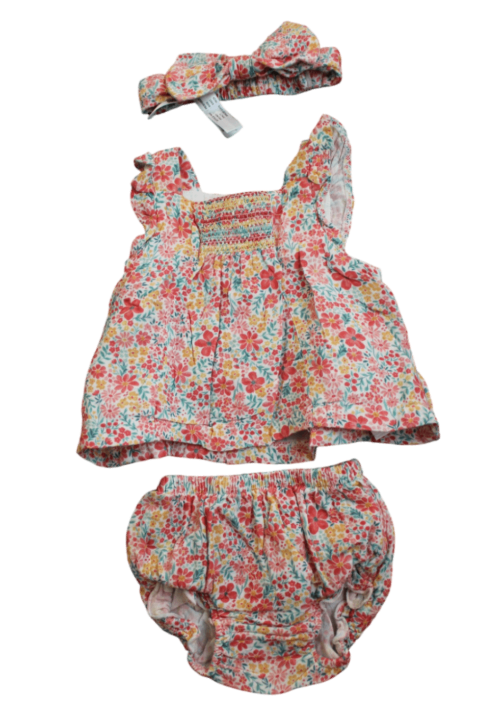Purebaby Outfit, Multicolour floral on white, 000