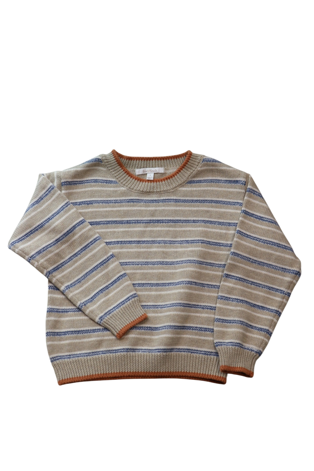 Fox & Finch Jumper, Beige Blue Stripe, 4