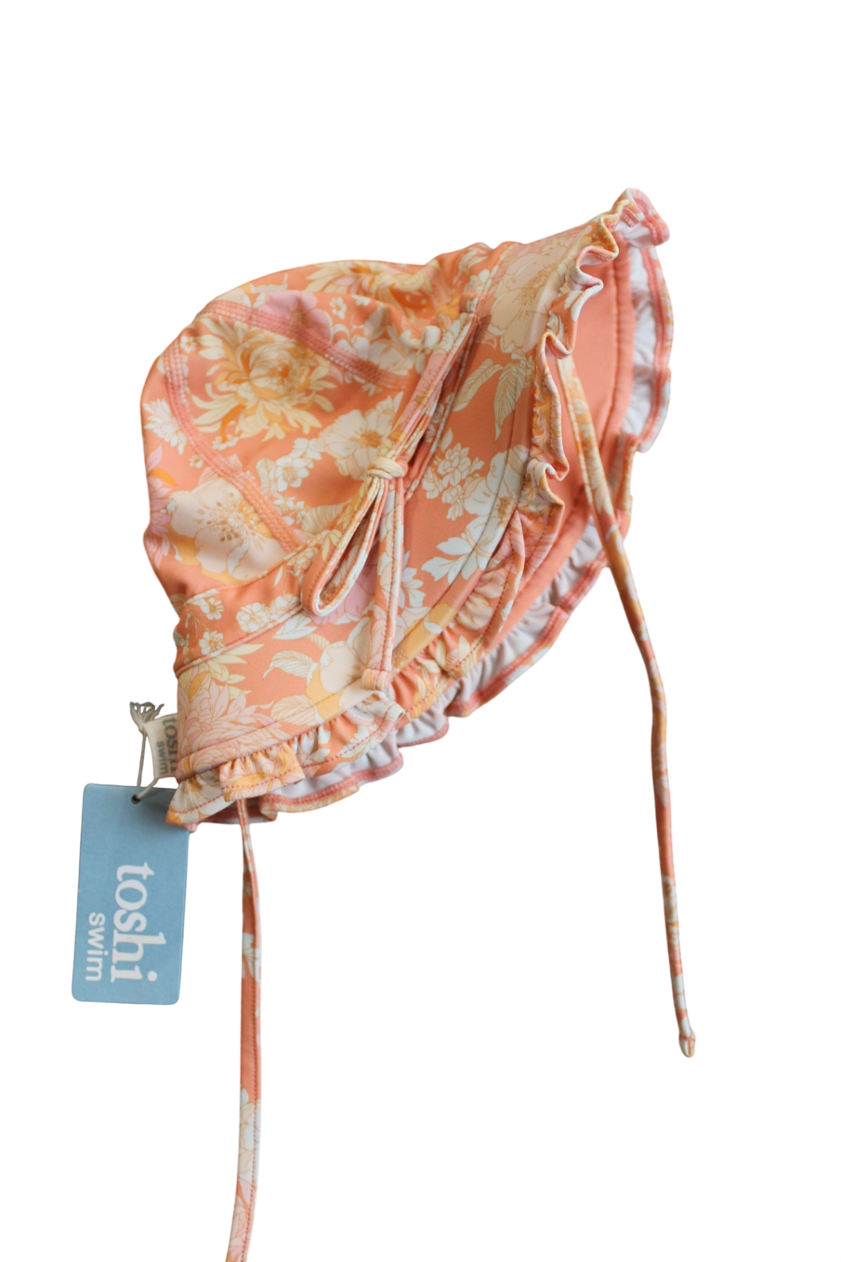 Toshi Swim Hat, Coral pink/floral print, XS (nb-8m)