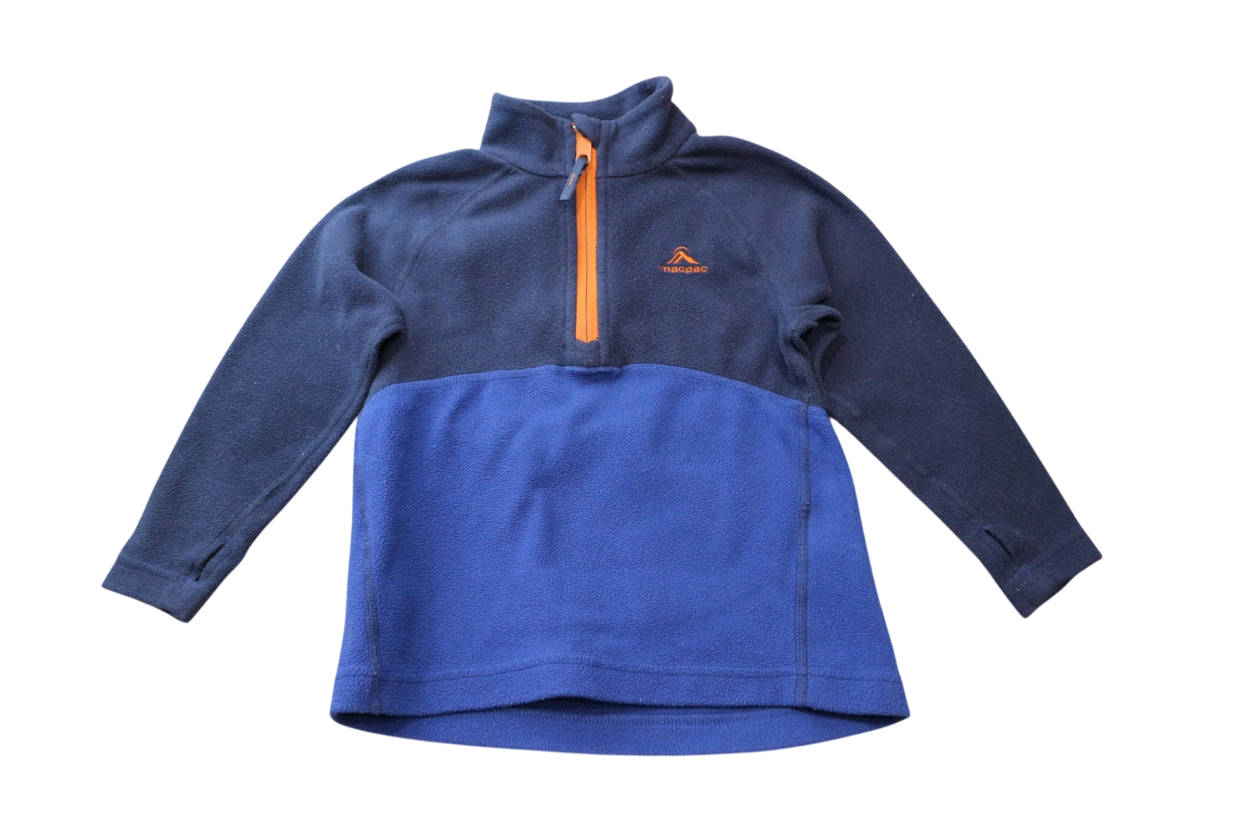 macpac Jumper, Navy blue and royal blue with orange accents, 3