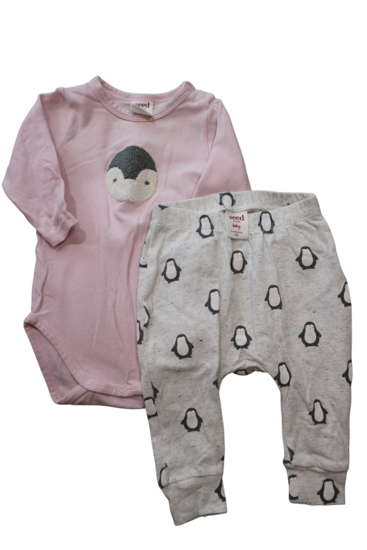 Seed Pajama Set, Pink and grey, 000