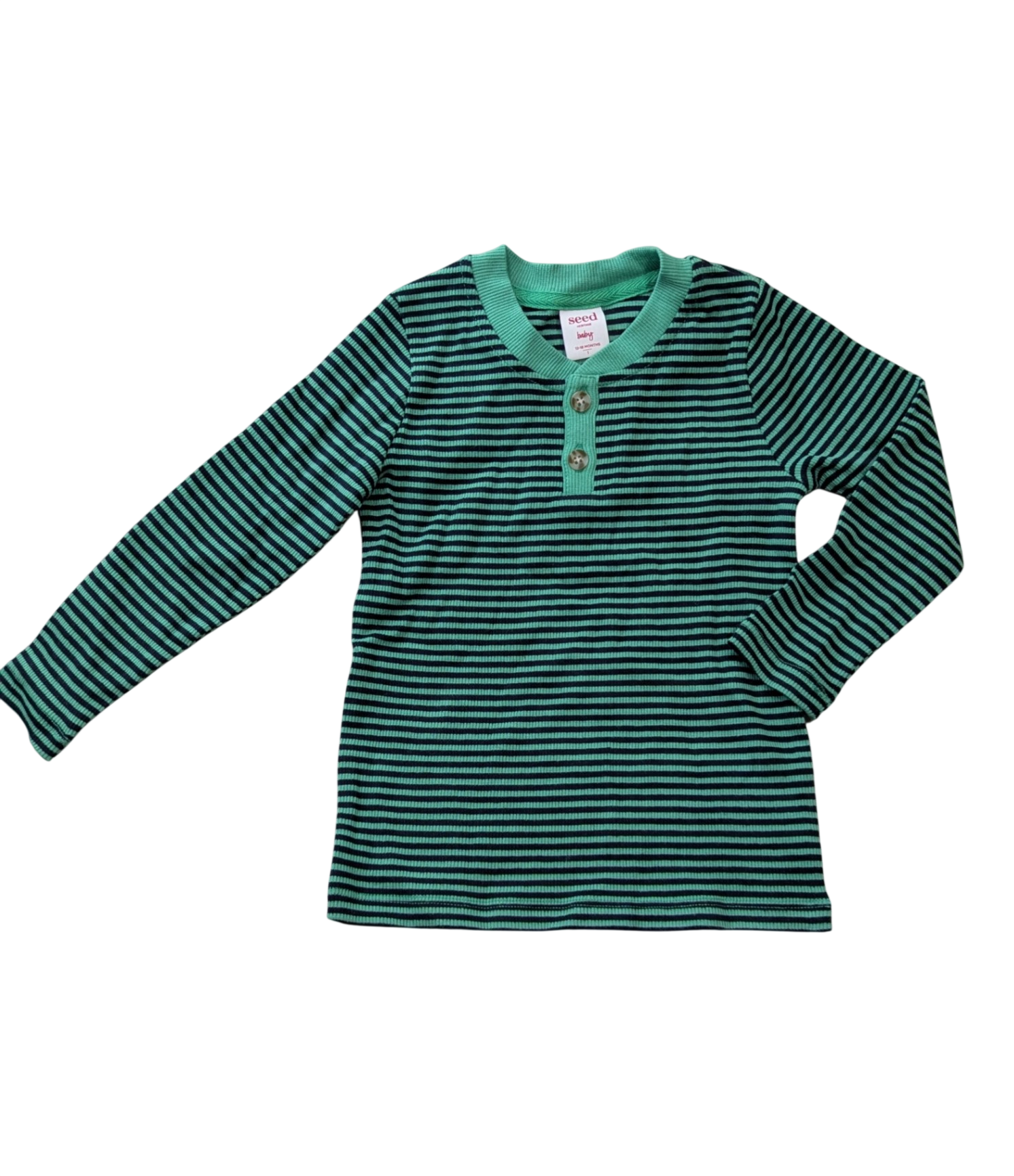 Seed Long-Sleeve T-Shirt, Green/black stripe, 1