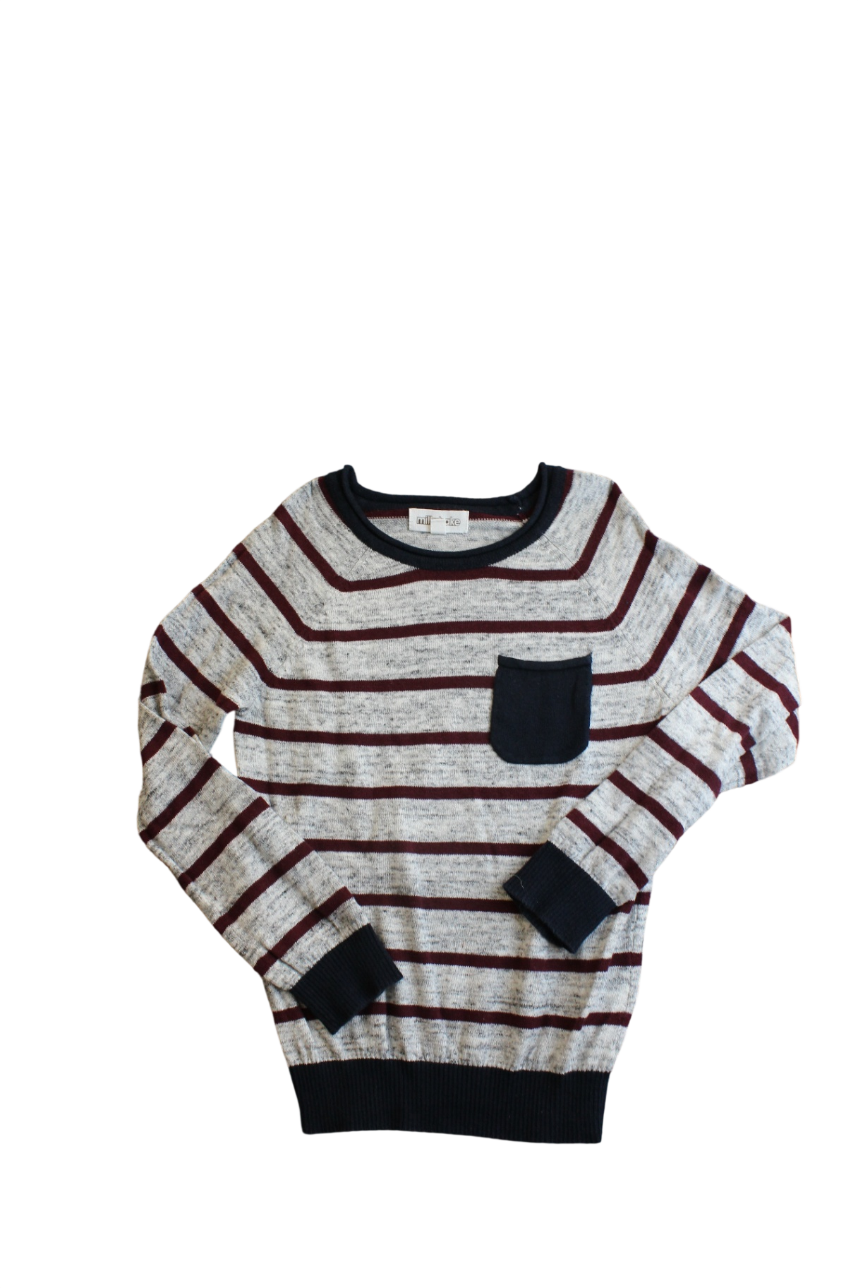 Milkshake Jumper, Grey, burgundy and navy, 6
