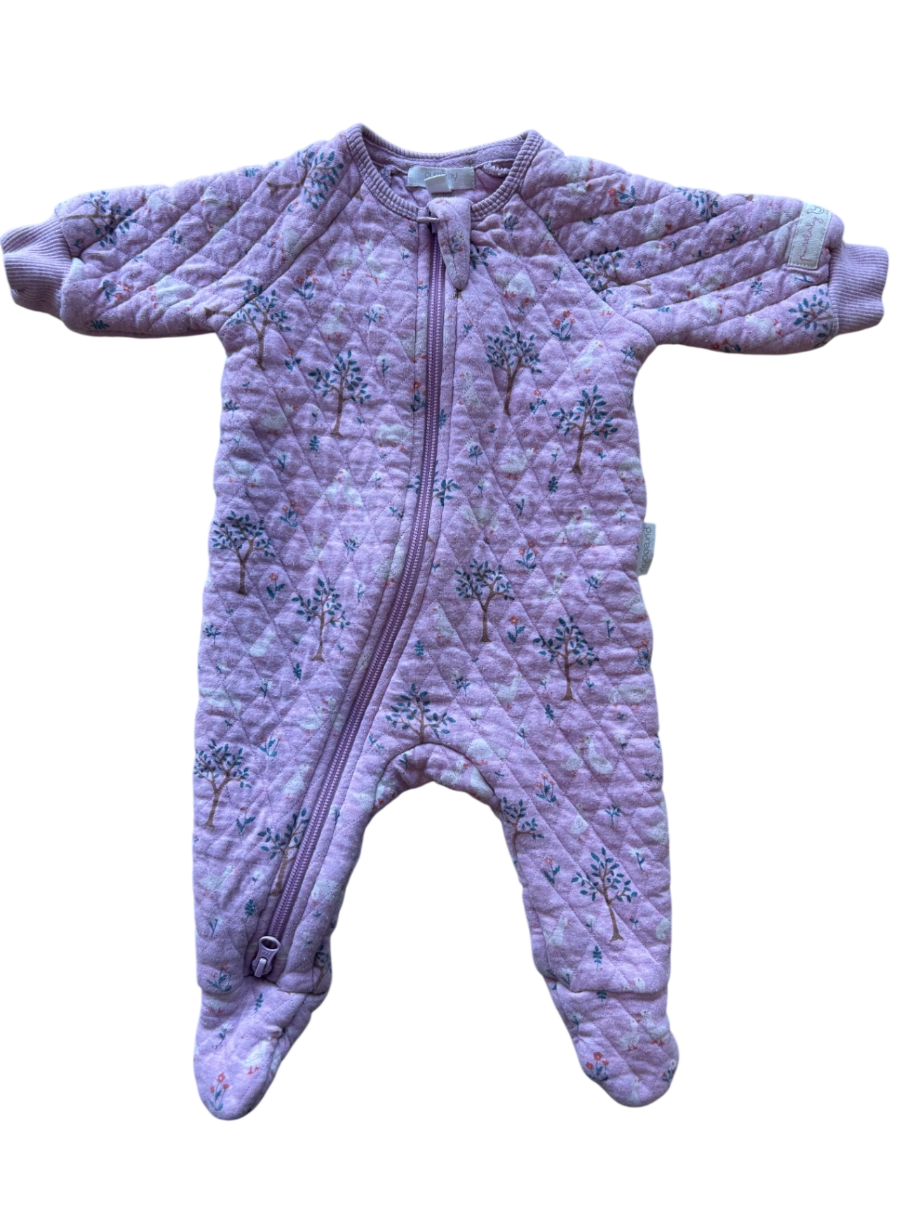 Purebaby jumpsuit, Lilac/ pink marle, 000
