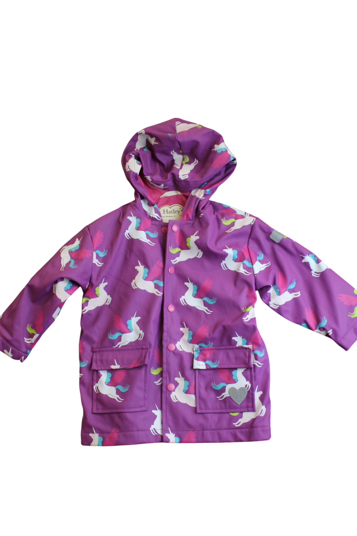 Hatley Raincoat, Purple, unicorns, 3
