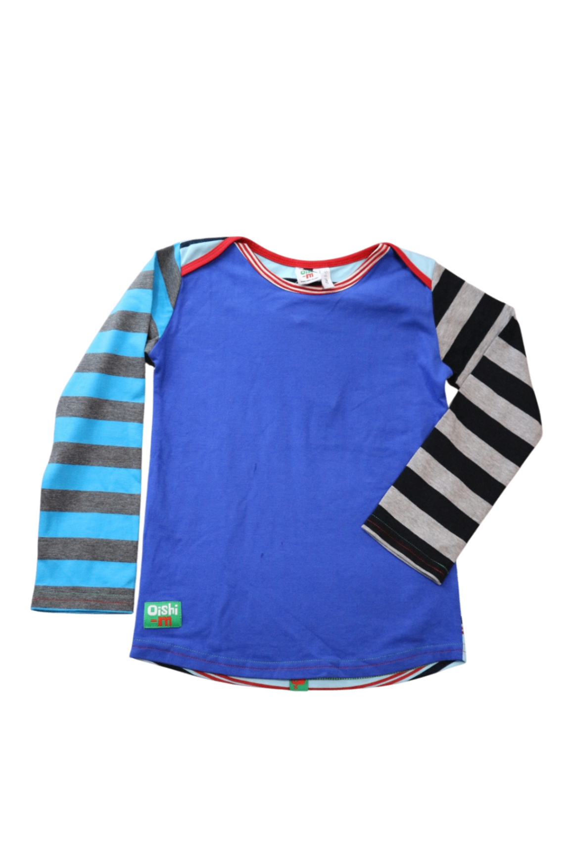 Oishi-M Long-Sleeve T-Shirt, Blue Multi Stripe, 5-6Y