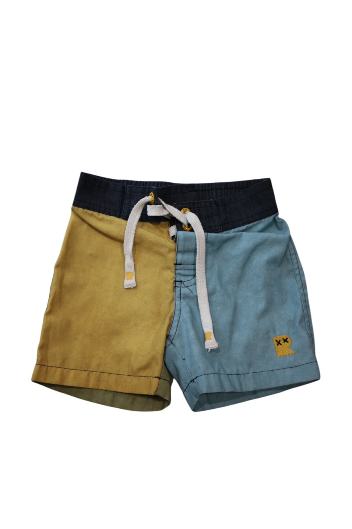 Rock Your Kid Shorts, Yellow and Blue, 4