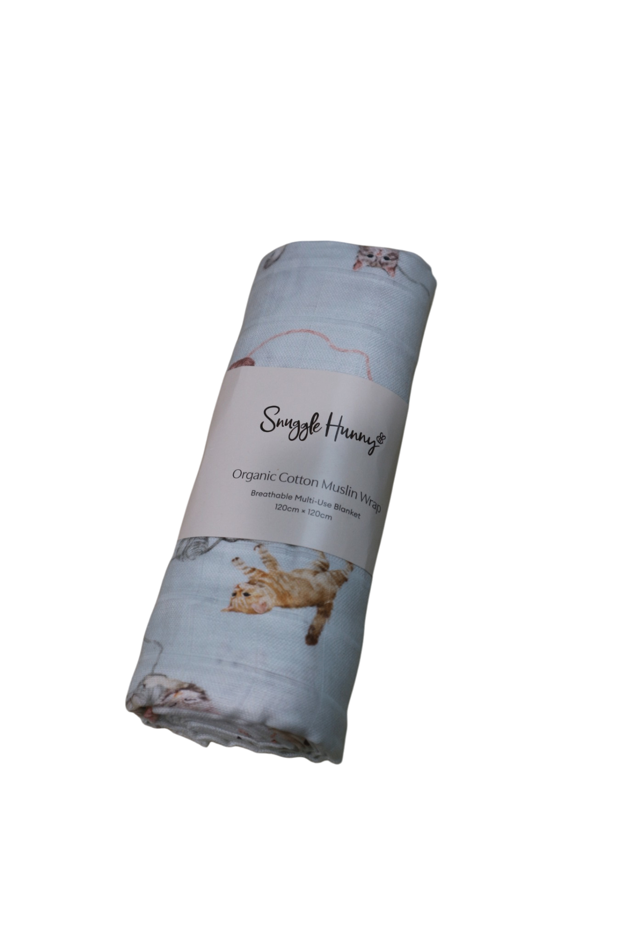 Snuggle Hunny Muslin Wrap Blanket, Light Blue, 120 cm x 120 cm