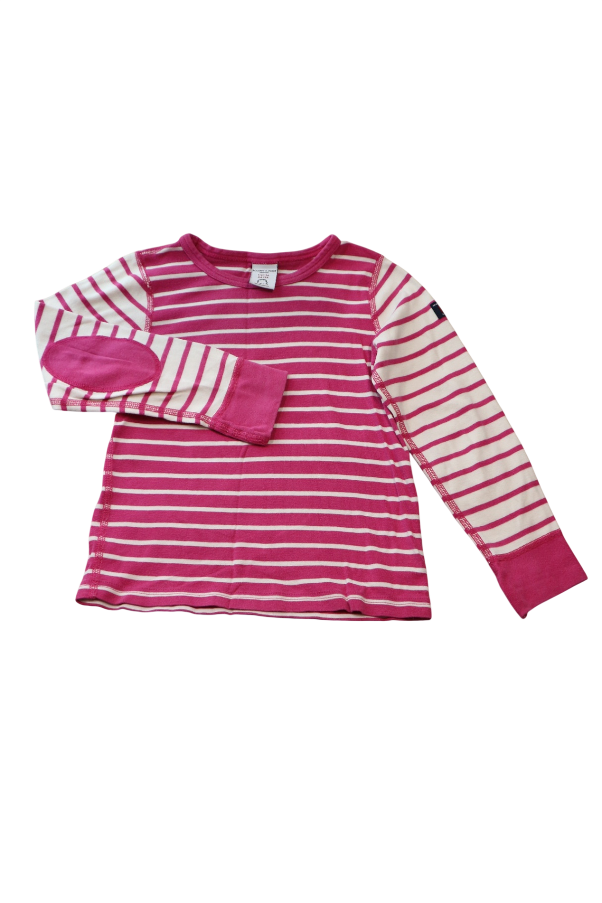 Polarn O. Pyret Long-Sleeve T-Shirt, Pink and White, 4-6