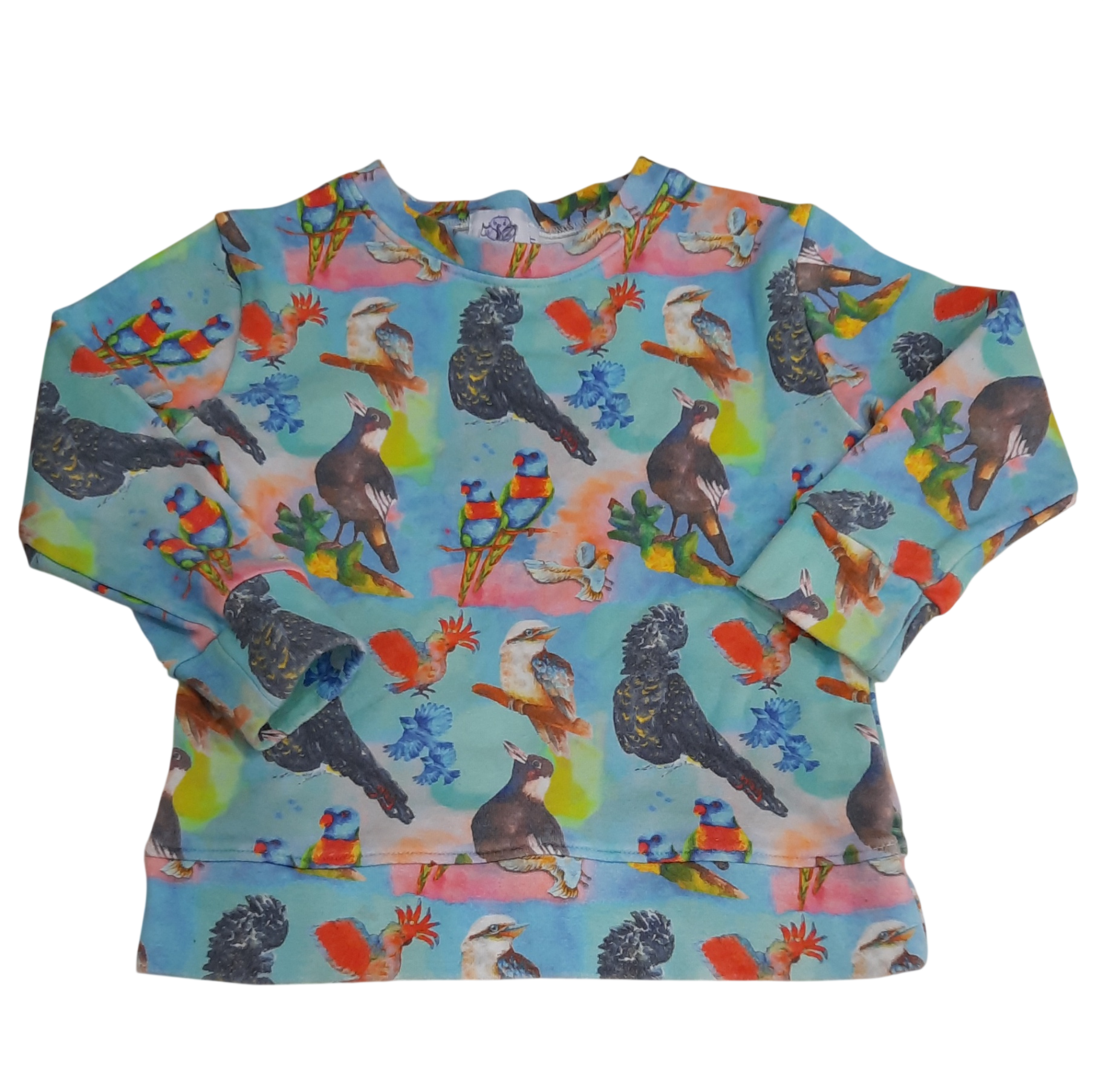 Cheeky Chickadee Jumper, Blue/Multicolour birds, 3