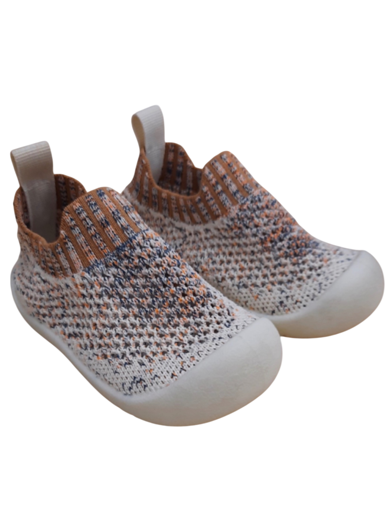 Duckies Shoes, cream/orange navy speckle, 5 (14-20m)