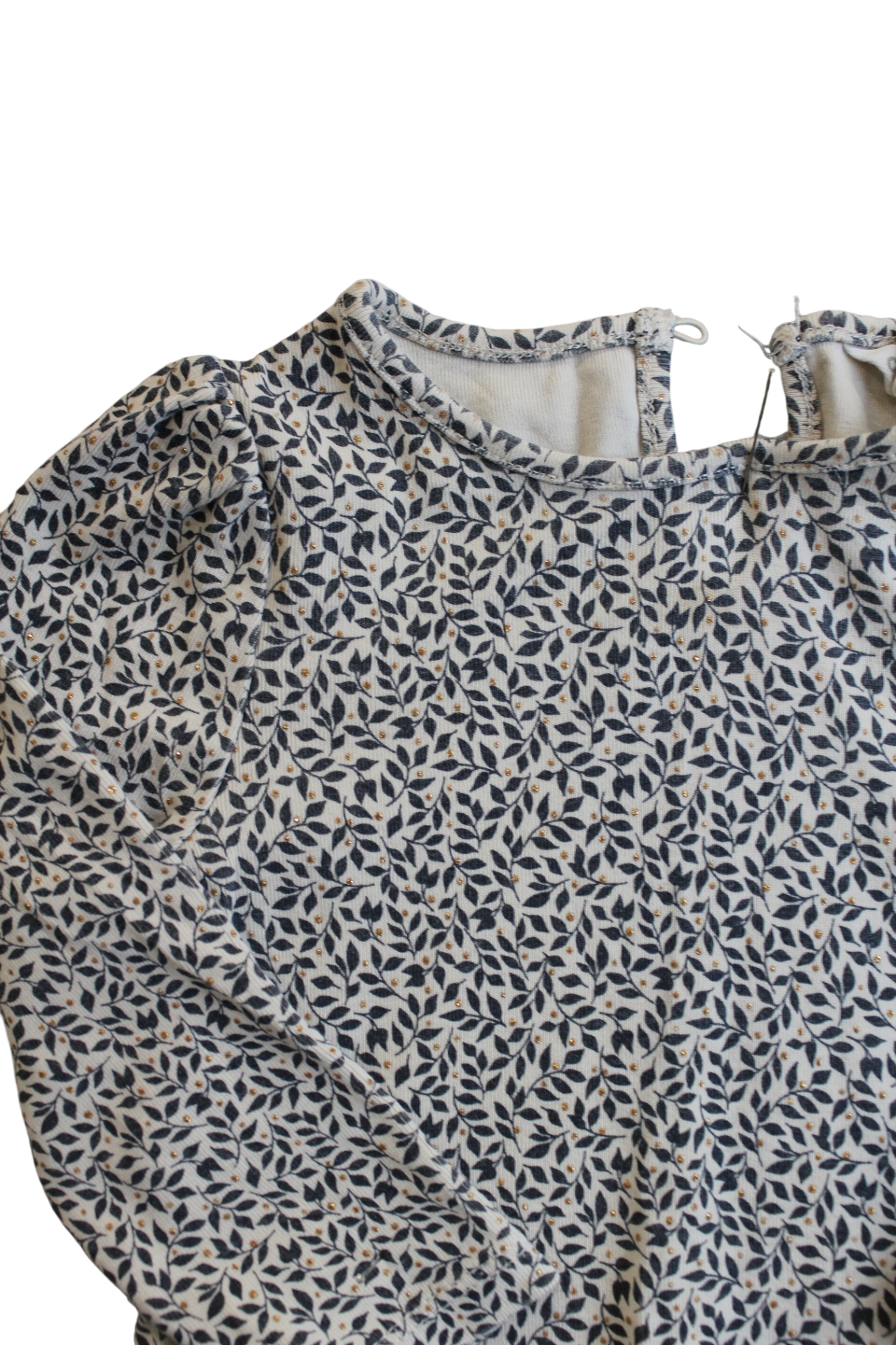 Country Road Shirt, Whie, Leaves, Gold dots , 0