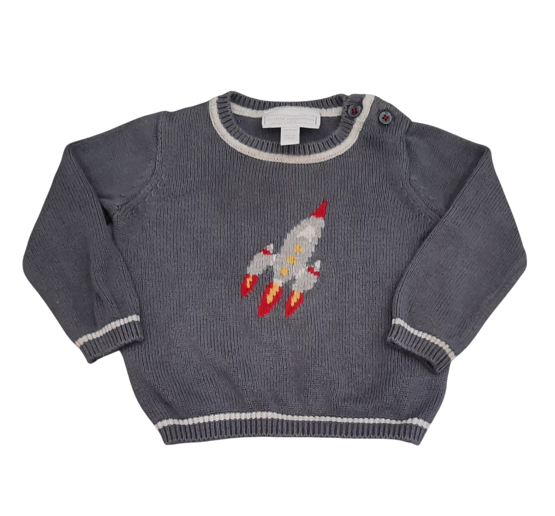 The Little White Company Knit Jumper, Blue/grey, 00
