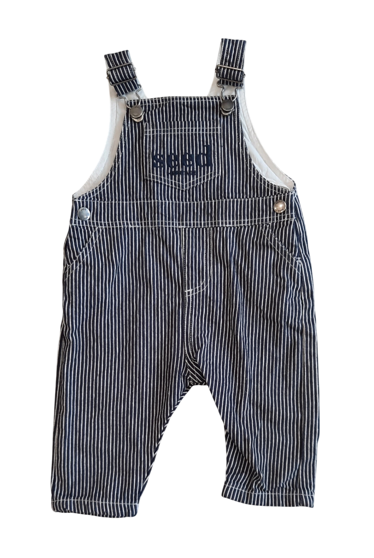 Seed Overalls, Navy and White stripe, 0
