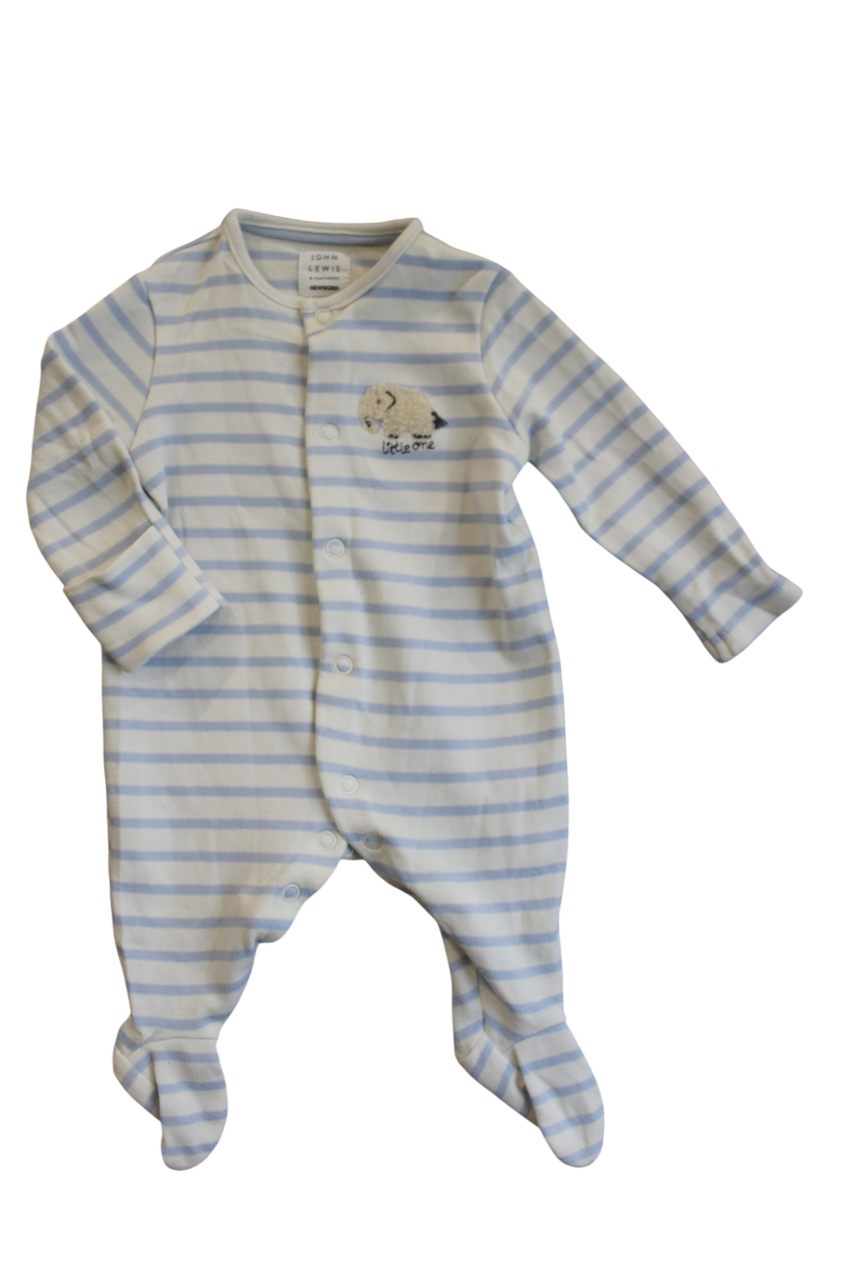 John Lewis Jumpsuit, White and light blue striped, 0000
