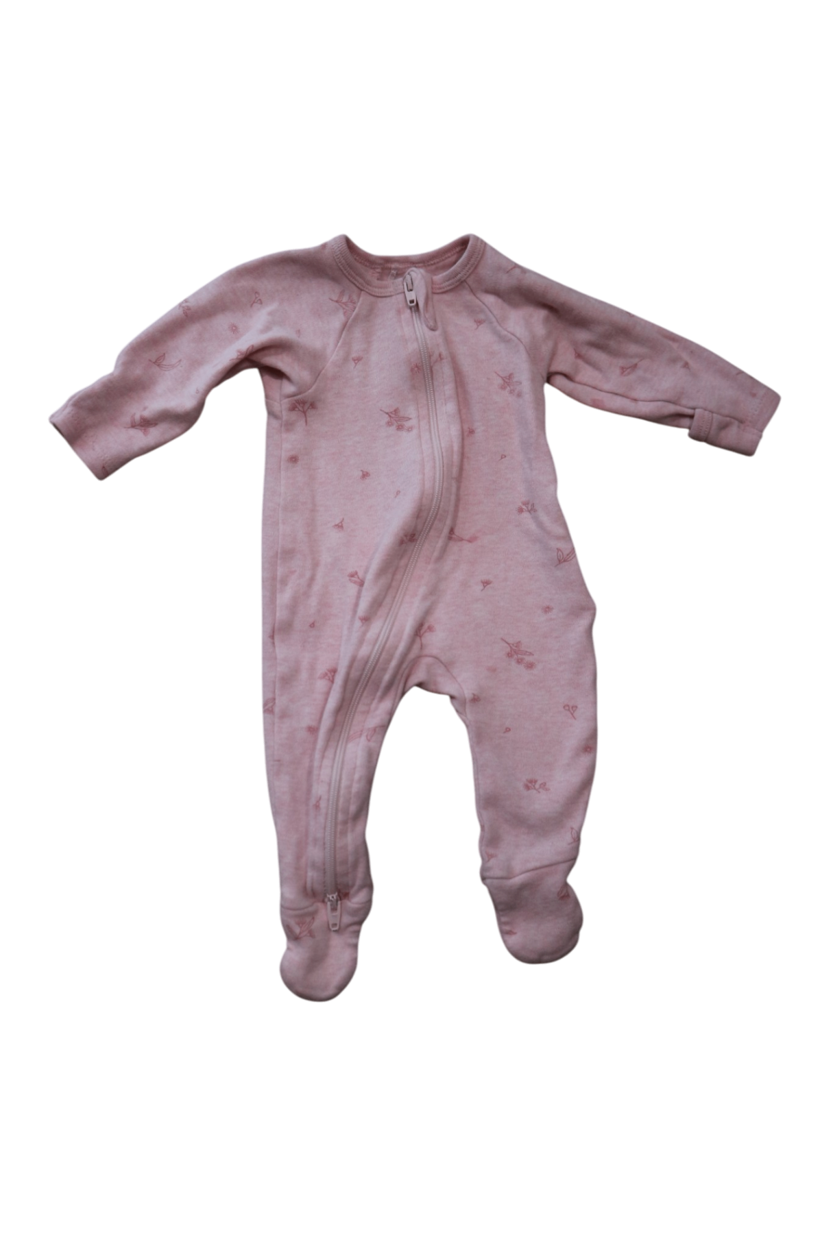 Purebaby Jumpsuit, Pink with Flowers, 0000