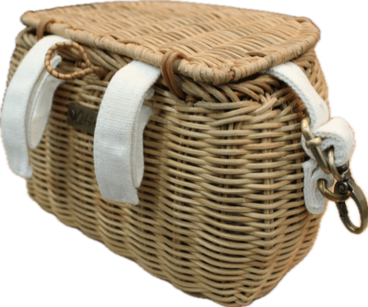 Olliella Basket Bag, Natural beige and white, One Size