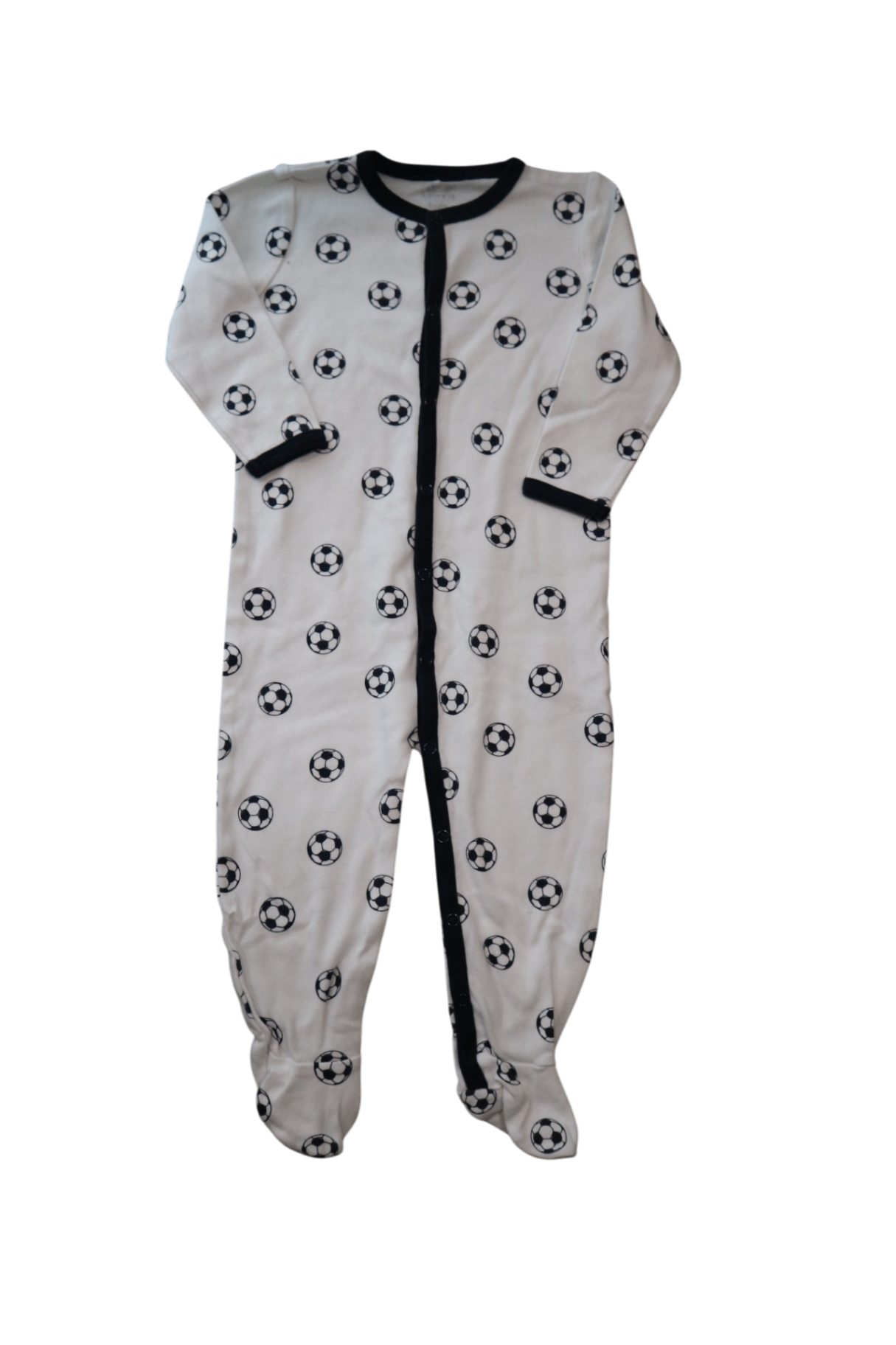 name it Jumpsuit, White w Black Soccer, 9-12M