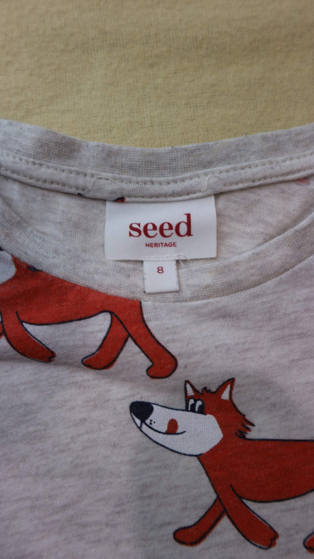 Seed Heritage Long-Sleeve T-Shirt, Grey with Red Print, 8