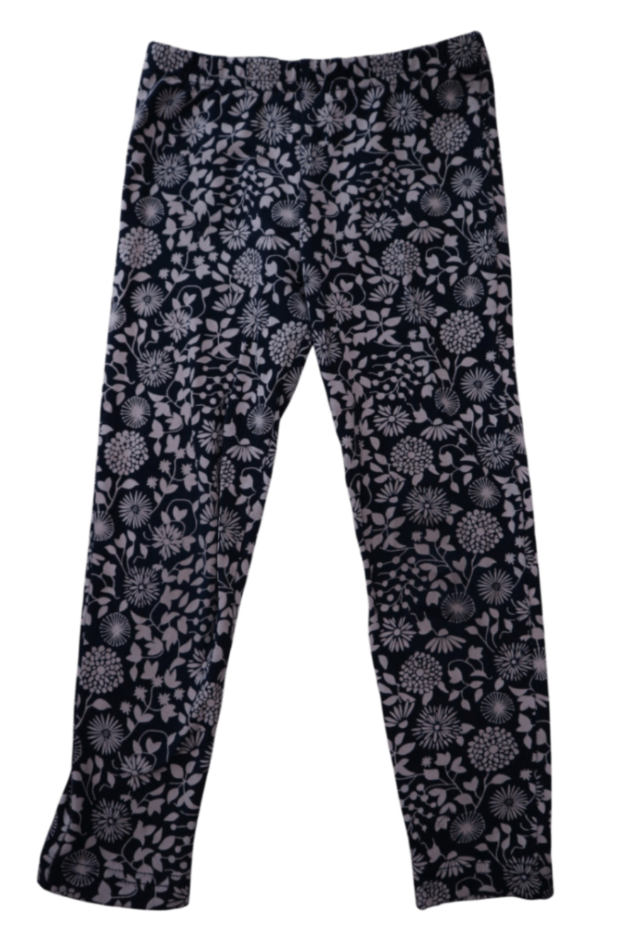 Nature Baby Knit Leggings, Navy blue with floral print, 4