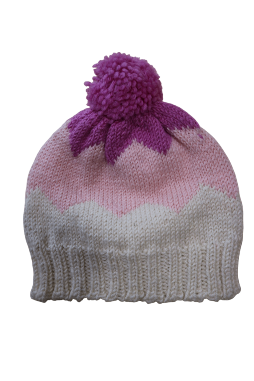 Acorn Hat, Cream, pink and purple, M